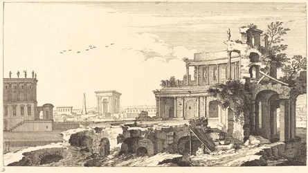 Paesaggio con rovine classiche