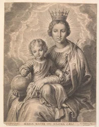 Maria con bambino e globo