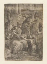 Maria con Bambino, il giovane Giovanni Battista e santi