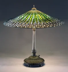 Lampada da tavolo in vetro piombato e bronzo 