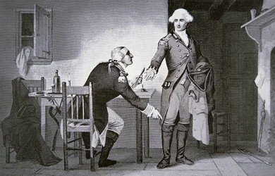 Traditore americano: il generale Benedict Arnold istruisce Andre a nascondere documenti nel suo stivale