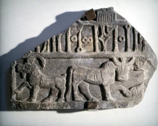 Arte sudarabica: bassorilievo con iscrizione raffigurante animali. Museo Nazionale Romano, Roma.