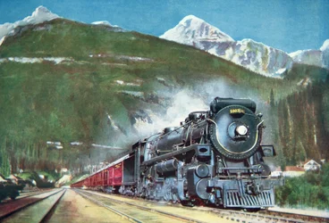 Ferrovia del Pacifico Canadese ai piedi delle Montagne Rocciose