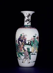 Vaso di porcellana cinese decorato in smalti famille verte (porcellana)