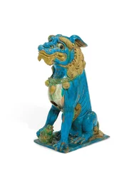 Figura massiccia di leone buddista seduto, Ming o prima dinastia Qing