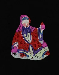 Divinità cinese. Carta da taglio dipinta o "Jian Zhi", arte popolare cinese, Pekin.