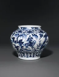 Vaso blu e bianco eccezionalmente raro e importante, Dinastia Yuan, metà del XIV secolo