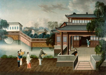 Figure che si Avvicinano a una Villa sul Fiume