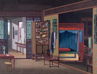 Interno di una casa cinese a Canton