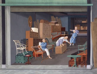 Realizzazione di un mobile europeo, 1825 circa (gouache su carta)
