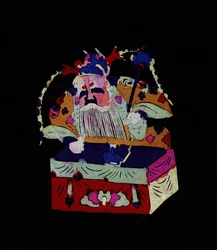 Personaggio maschile, divinità cinese. Taglio di carta dipinta o "Jian Zhi", arte popolare cinese, Pekin.