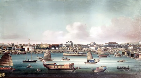 Il porto di Canton (Cina) intorno alla metà del XIX secolo. Dipinto cinese anonimo