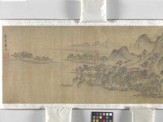 Viaggiatori in un villaggio lungo il fiume