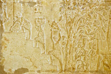 Antico Egitto, Incisione murale, Tomba di Petosiris, Tuna el Gebel, 300 a.C., Trasporto dell