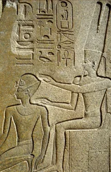 Antico Egitto, Pittura/scultura murale, Hatshepsut benedetta da Amon Ra, Tempio di Karnak, Luxor