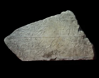Arte Egizia. Scena sulle Marees del Nilo. Caccia agli uccelli intrappolati nelle reti. Parigi, Museo del Louvre