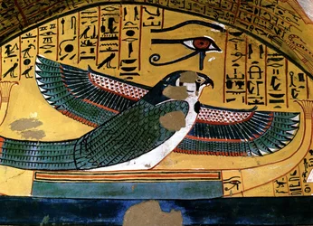 Luxor - Tebe: riva sinistra del Nilo. Deir el Medineh: necropoli degli artigiani. Tomba di Sennedjem. XVIII dinastia. rappresentazione del Dio Horus