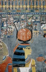 Luxor, Tebe: Valle dei Re, tomba di Horemheb, faraone egiziano su cui appare la dea Iside