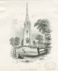 Chiesa di Clifton Campville (litografia vignettata)