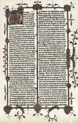 Copia di una pagina del Vangelo di San Marco, traduzione di Wycliffe della Bibbia in inglese nel 1400 circa (stampa)