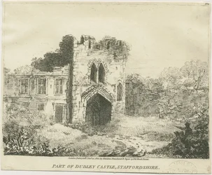 Castello di Dudley - La casa del portone: litografia, nd [c 1801]