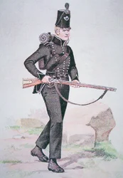 Soldato dei 95th Rifles, c.1810, armato con il fucile Baker, progettato da Ezekiel Baker di Londra