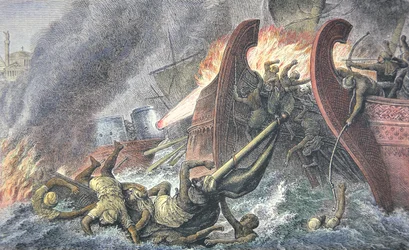 Navi distrutte dal fuoco greco