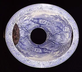 Vaso da toilette in ceramica blu e bianca del Staffordshire