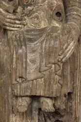 (dettaglio) dalla Vergine e Bambino (legno dipinto)