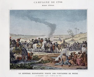 Il generale Bonaparte visita le fontane di Mosè - in “Vittorie e Conquiste degli Eserciti Francesi”, Parigi, n.d (incisione)