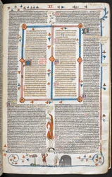 Scena di bas-de-page di un uomo che visita un fornaio, dai 