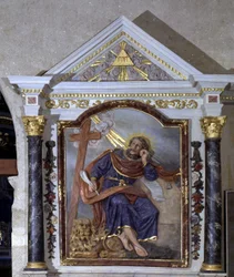 San Marco Evangelista e il suo simbolo: il leone. Pala d