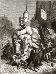 La Guerra delle Farine: saccheggio delle panetterie a Parigi, intorno al 1775 (primi frutti della Rivoluzione Francese).