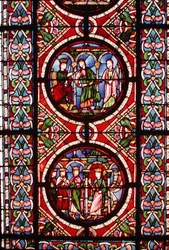 Vetrata raffigurante scene della vita di San Maurizio