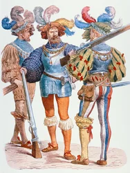 Soldati tedeschi del XVI secolo, armati di moschetti a miccia