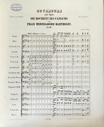 Partitura di «Die Hochzeit des Camacho» di Felix Mendelssohn