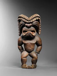 Figura hawaiana, stile kona, rappresentante il dio della guerra, ku ka ’ili moku, c.1780-1820