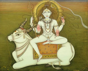 Dio Shiva in posa nuda, miniatura su carta