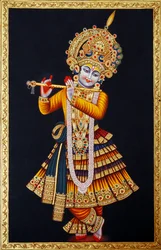 Signore Krishna che Suona il Flauto
