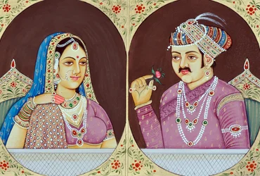 Miniatura di Akbar e Jodha Bai