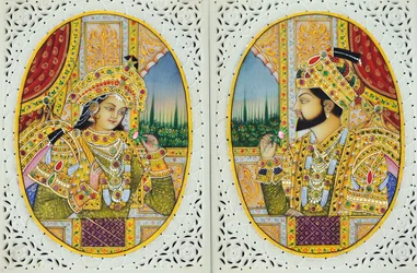 Miniatura di Shah Jahan con la moglie Mumtaj Mahal, India