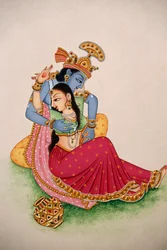 Miniatura su carta Radha Krishna