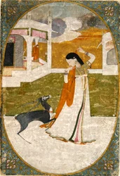 Nayika con cervo, Punjab Hills