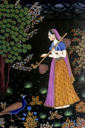 Pittura su carta, Signora che gode della musica, India