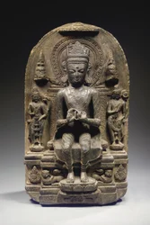 Stele in stile Pala con Buddha incoronato, India nord-orientale