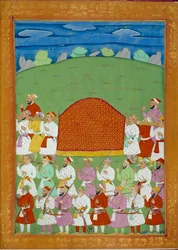 Palanquino delle concubine del sultano, corte dello Shah Alem. Miniature indiane e persiane in "Storia dell