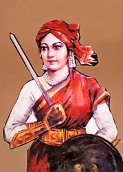 Ritratto di Rani Laxmibai Regina di Jhansi grande combattente per la libertà della prima guerra d