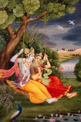 Radha Krishna che si diverte su Jhoola