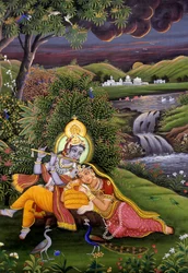 Pittura Miniatura di Radha Krishna