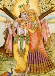 Miniatura di Radha Krishna su avorio
